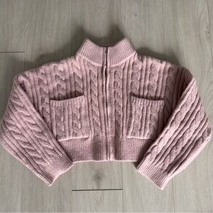 Pink Cable Knit Women Sweater